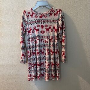 Hanna Andersson Red and Cream Reindeer Patterned Dress